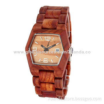 Ladies' wooden watch, natural red sandal wood, very healthy decorations